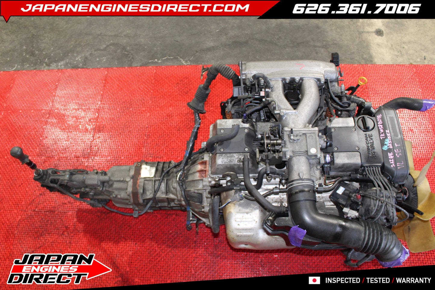 JDM Toyota 2JZ-GE Non-VVTI 3.0L Engine with W58 5-Speed Manual Transmission for Aristo, Supra & Chaser