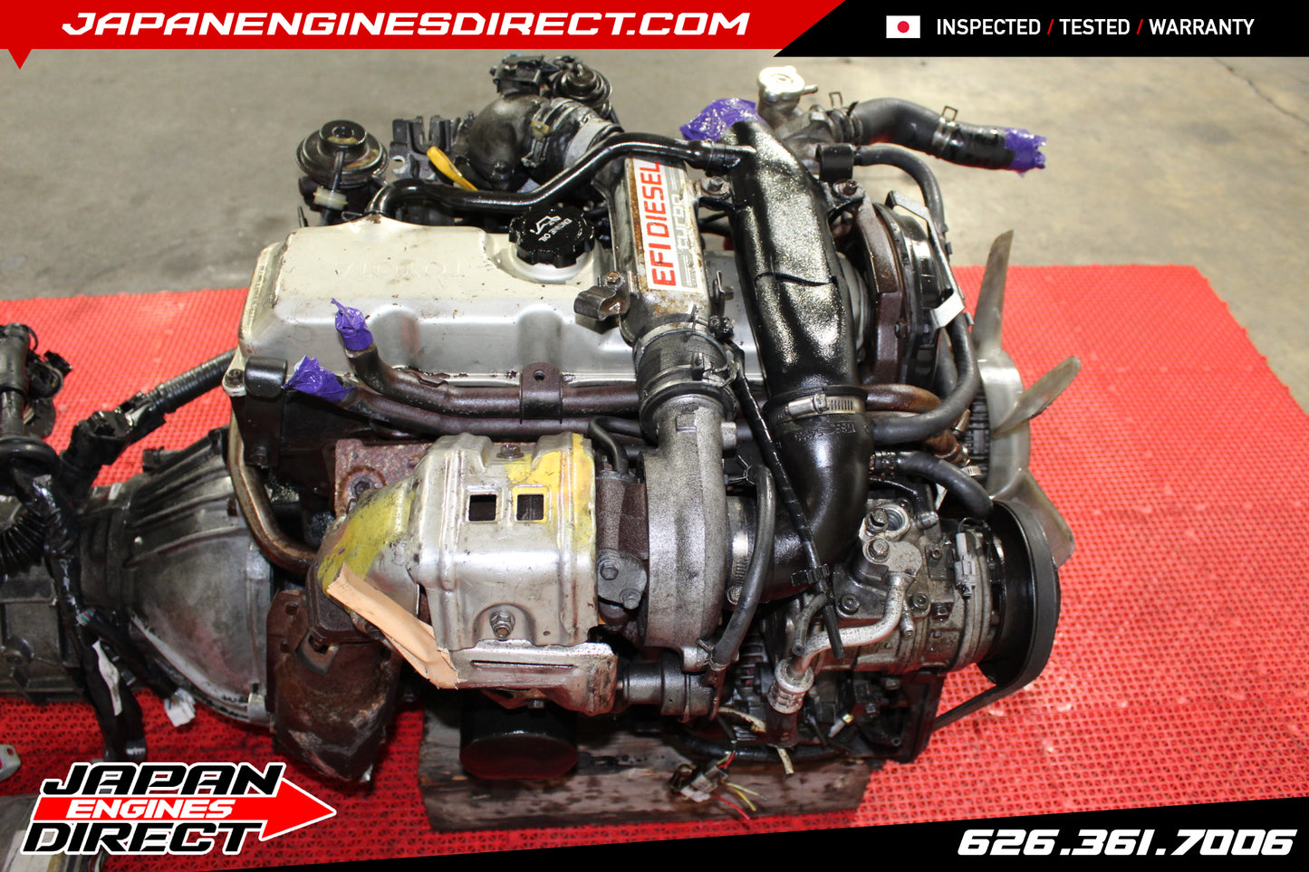 JDM TOYOTA 2L-TE TURBO DIESEL ENGINE 2.4L MOTOR MANUAL 4X4 TRANS HILUX 4RUNNER