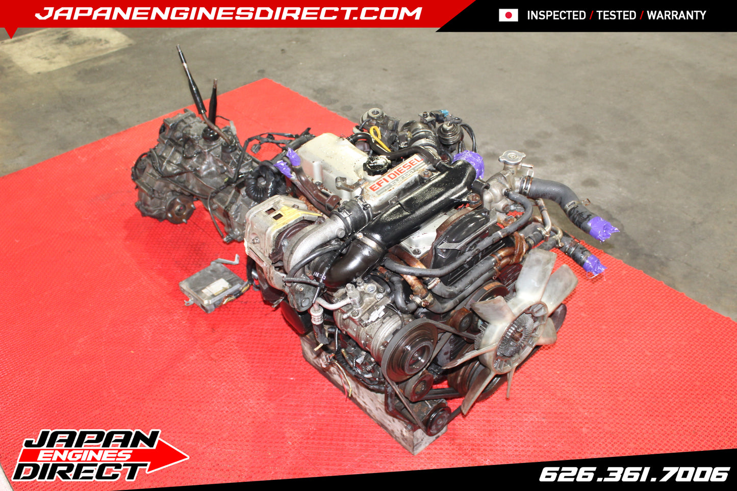 JDM TOYOTA 2L-TE TURBO DIESEL ENGINE 2.4L MOTOR MANUAL 4X4 TRANS HILUX 4RUNNER