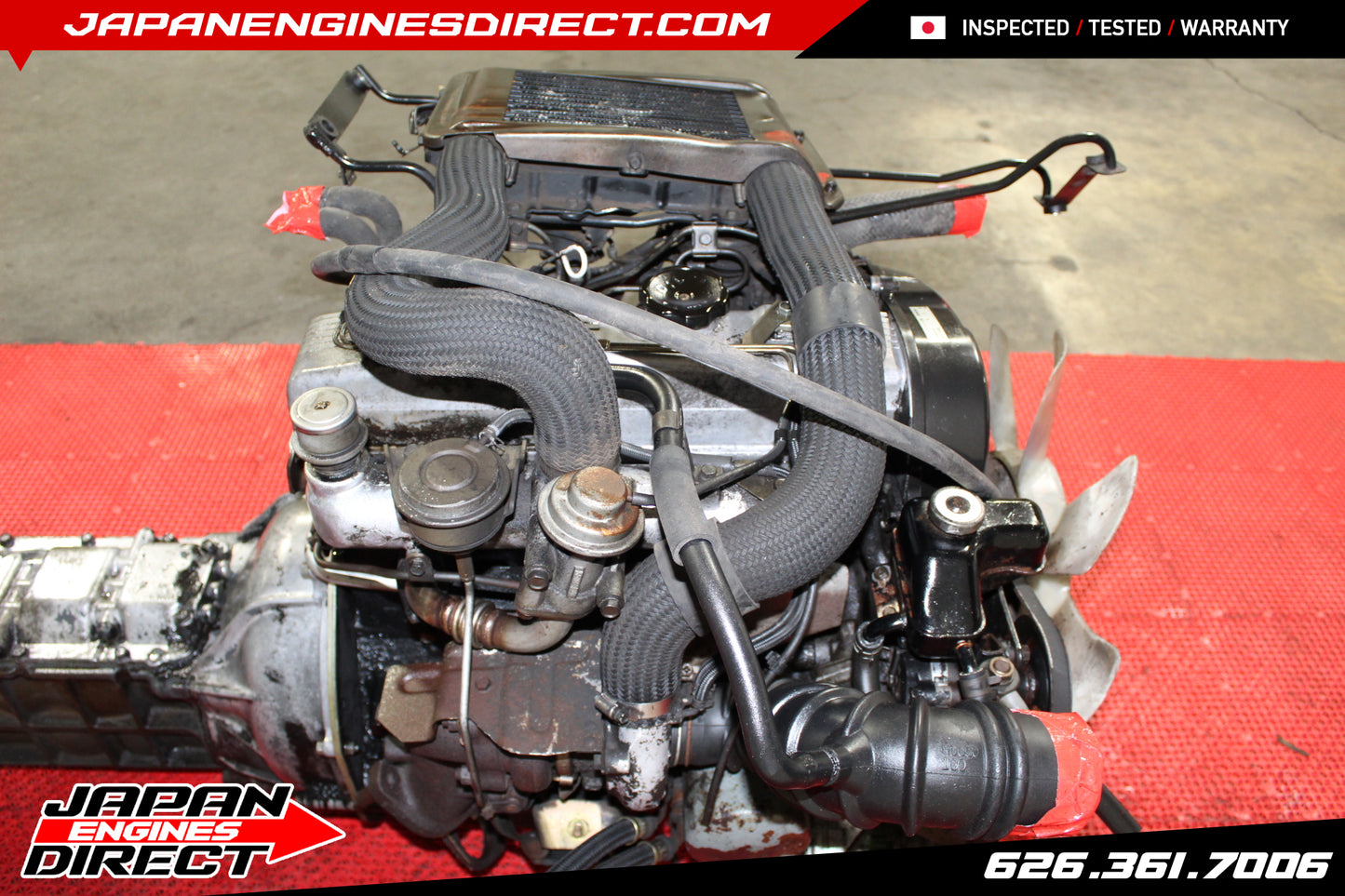 Mitsubishi 4D56 2.5L JDM Turbo Diesel Engine + 4x4 AWD Manual Trans (Pajero) – Used