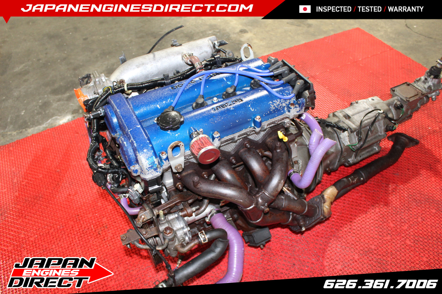 JDM 1990-1993 MAZDA MIATA 1.6L USED MOTOR W/ 5 SPEED MANUAL TRANSMISSION LONG NOSE