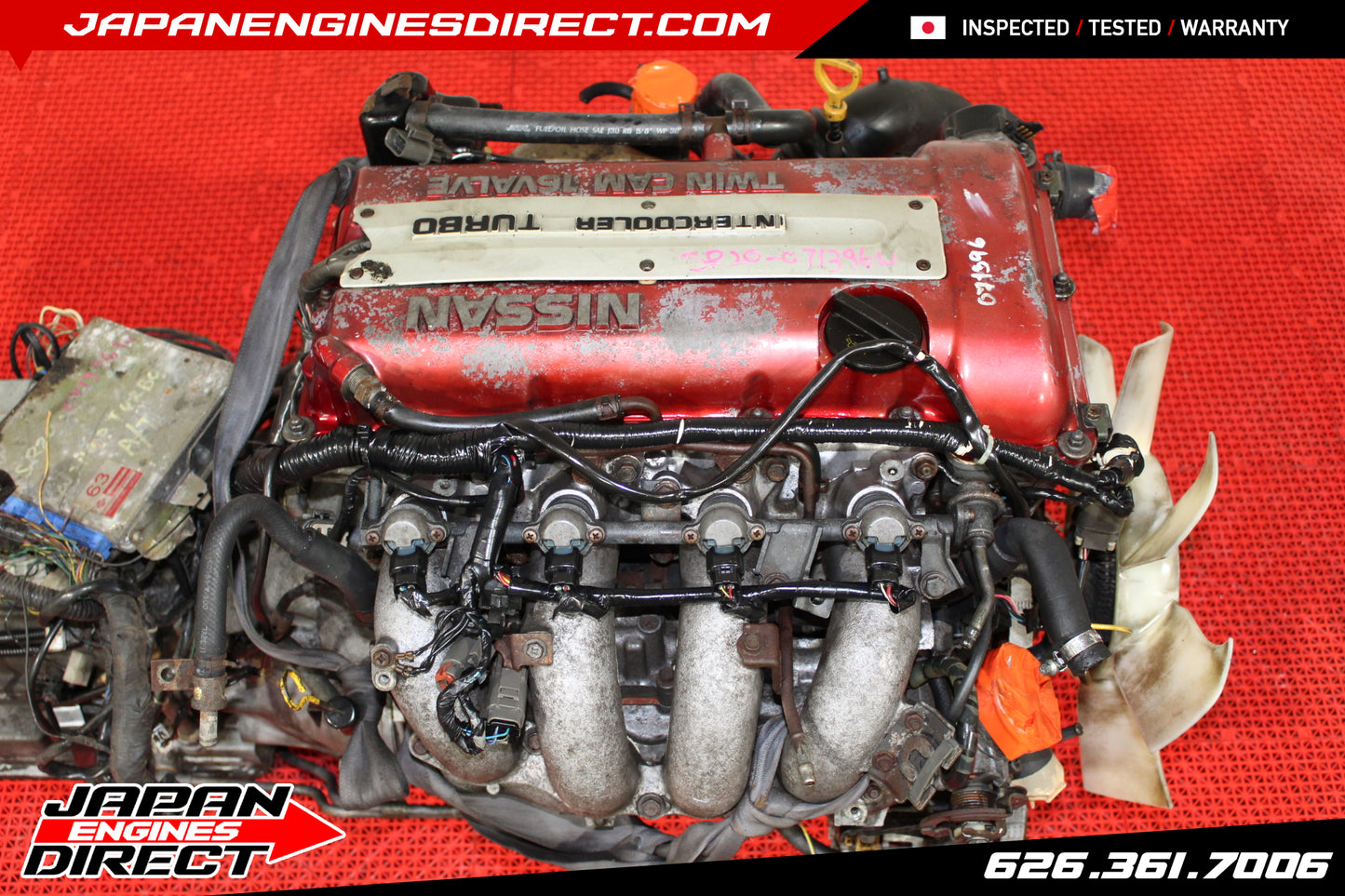 JDM NISSAN REDTOP SR20DET S13 MOTOR AUTO TRANS 2.0L ENGINE SR20 SILVIA 180SX RPS13